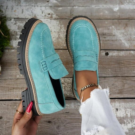 Xucatan Womens Loafers Comfortable Platform Penny Loafer Chunky Heel Business Womens Business Casual Shoes Dress Shoes Fashion Patent Leather Women's Loafers Slip-ons Gift