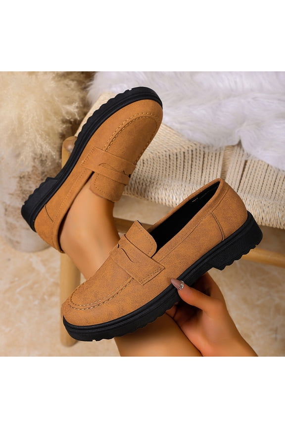 Womens Loafers Shoes Platform Chunky Penny Loafer Lug Sole Comfortable Slip On Work Office Business Casual Dress Shoes, Gift