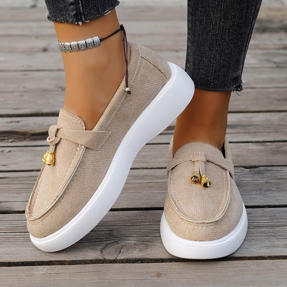Xucatan Womens Lug Sole Platform Mid Chunky Heel Loafers Classic Round Toe Slip On Office Uniform Oxfords Shoes with Metal Chain Gift