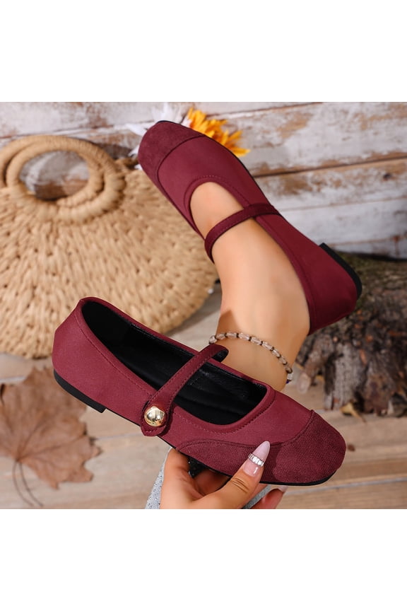 Womens Mary Jane Flats with Strap,Faux Suede Black Flats Shoes,Flats Shoes Women Dressy Comfortable Wear During Fall and Winter Seasons Gift
