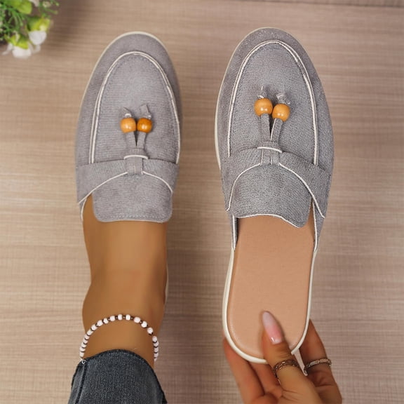 Xucatan Womens Mules Buckle Flats: Classic Slip On Shoes Dressy Closed Toe Backless Slides Loafers for Casual Business Work Office Gift