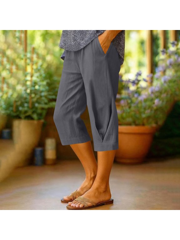 Womens Striped Pants, Drawstring Elastic Waist Wide Leg Trousers, Casual Beach Long Bottoms with Pockets Gift