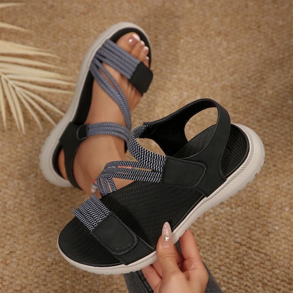 Xucatan Womens Woven Strap Sandals, Comfortable Shock Absorbent Platform Shoes, Versatile Knotted Design for Spring Outdoor Activities Gift