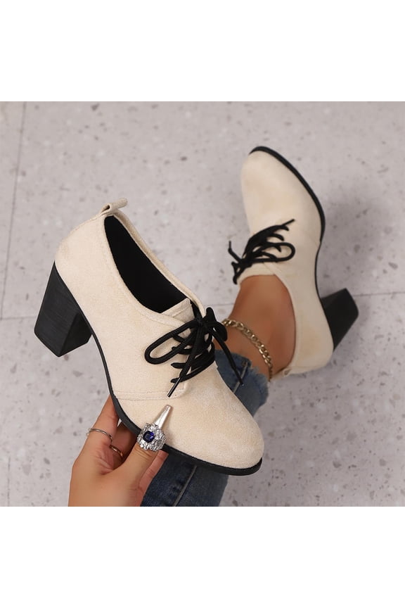 confort Women's Ankle Boots,Lace-up Round Toe Comfortable Oxfords Shoes Suede Lace up Dress Shoes Mid Heel Dress Booties with Side Zipper Gift