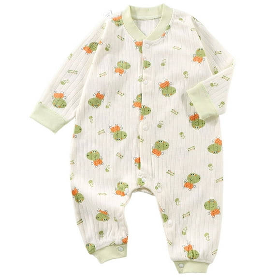 Xudanell 100% Organic Cotton Soft 3-24 Months Unisex Footless Baby Sleepers Pajamas Romper Boys Girls Long Sleeve (Light Green, 3-6 Months)