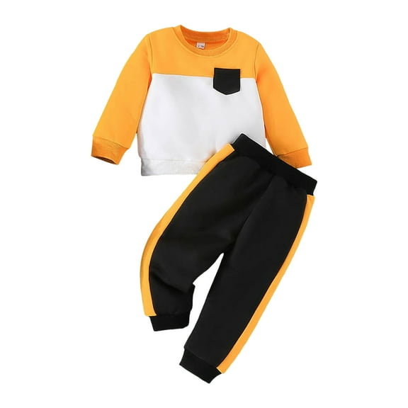 Xudanell 12 Month Boy Clothes Winter Baby Boy Outfits Sweatshirt Outfit Kids Clothes Patchwork Pantsuit