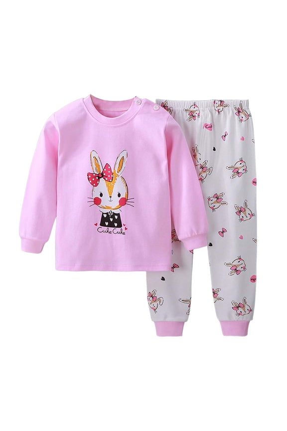 12M-12Y Kids Pajamas Junior Boys Girls Animal Truck Rabbit Character 100% Cotton Set (Hot Pink, 18-24 Months)