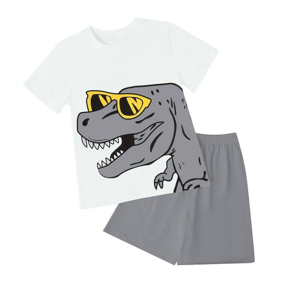 Xudanell 2t Boys Clothes Baby Boy Summer Clothes Cartoon Print Short Sleeve T Shirts Stretch Rolled Shorts