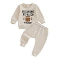 thumbnail image 1 of Xudanell 3-6 Month Boy Clothes Winter Baby Boy Outfits Embroidered Sweatshirt Pants Warm Set with Rugby Printed, 1 of 3