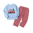 thumbnail image 1 of Xudanell 3t Boy Clothes Childrens Christmas Outfit Boys Cute Truck Christmas Tree Set Embroidery Long Sleeved Pants Light Blue 4-5 Years, 1 of 8