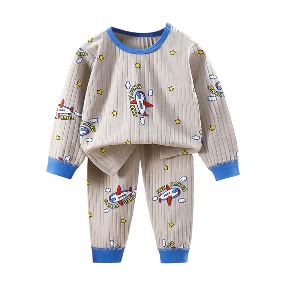 Xudanell 3t Boy Clothes Simple Print Set Toddler Boy Long Sleeve Dropped Shoulders Tops Pants Stretchy Outfits Grey 150