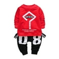 thumbnail image 1 of Xudanell 3t Boy Outfits Two Piece Set Letter Top Toddler Boy Set Printing Kid Sport Outfits 4t Boys Clothes Outdoor Red 3T, 1 of 4
