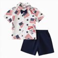 thumbnail image 1 of Xudanell 4th of July Baby Boy Outfit Button Short Sleeve Fashionable Independence Day Print Shirt Shorts Set Clothes for Boys Black 3-4 Years, 1 of 5