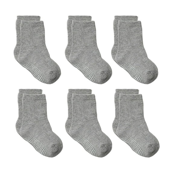 Xudanell 6 Pairs Newborn Socks Solid Color Baby Boy Socks Girls Anti Slip Socks Toddler 0-7Y Dress Socks