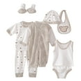 thumbnail image 1 of Xudanell 8Pcs Unisex Baby Cotton Layette Outfit Set Layette Gift Set Baby Cotton Clothes Suit for to 3 Months (Khaki, One Size), 1 of 4