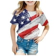 thumbnail image 1 of Xudanell American Flag Shirts Girls Patriotic Shirt USA Flag Stars Stripes Print T-Shirt 4th of July Tee Tops Size 12-13 Years, 1 of 4