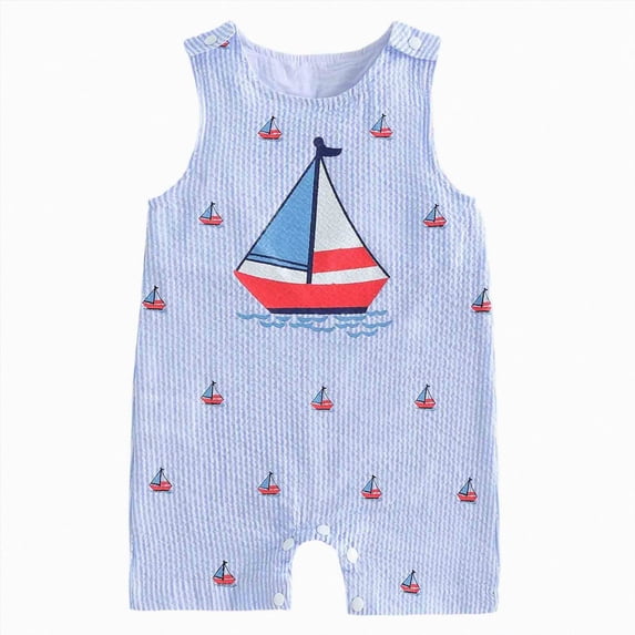 Xudanell Baby Boy 1st Birthday Outfit One Letter Embroidery Sleeveless Romper Jumpsuit Photoshoot Overalls Cake Smash Outfits (0-3 Months, Blue)
