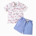 thumbnail image 1 of Xudanell Baby Boy 4th of July Outfits Short Sleeve Star All Over Print Button down Shirt Shorts Set Toddler Clothes White 3-4 Years, 1 of 9