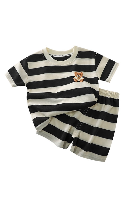 Baby Boy Clothes 0-3 Months Black and White Checkered Teddy Bear Top Shorts Baby Boy Summer Clothes Black 6-12 Months