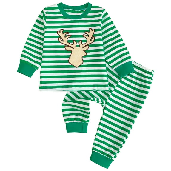 Xudanell Baby Boy Clothes 12-18 Months Christmas Boys Outfits Deer Truck Print Sweatshirts Pants with Plaid