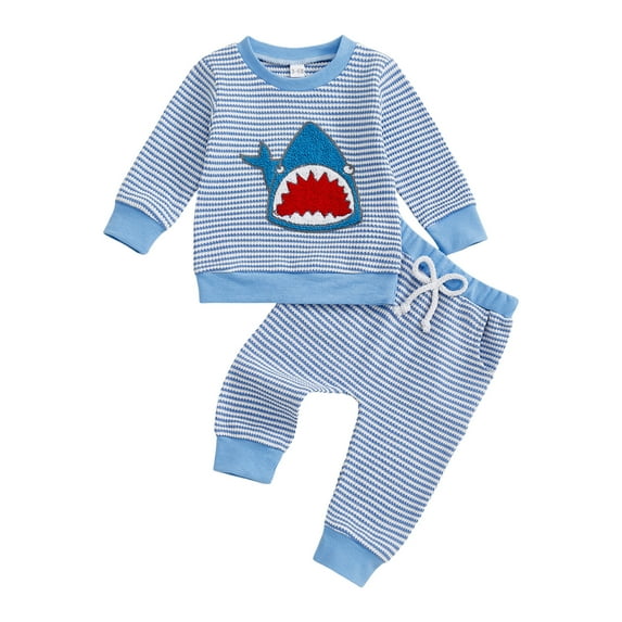 Xudanell Baby Boy Clothes 12-18 Months Toddler Long Sleeved Trousers Graphic Outfit Boys Girls Vacation Outfits