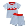 thumbnail image 1 of Xudanell Baby Boy Clothes 3-6 Months Flag Embroidery 4th of July Boys Outfit Toddler Clothes Light Blue 6-12 Months, 1 of 7