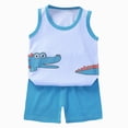 thumbnail image 1 of Xudanell Baby Boy Clothes 9-18 Months Sleeveless Two Piece Outfit Vest Cotton Summer Shorts Set Sky Blue, 1 of 9