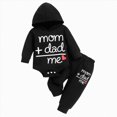 thumbnail image 1 of Xudanell Baby Boy Clothes Infant Newborn Outfits Long Sleeve Letter Print Romper + Hat + Pants Set(Black, 12-18 Months), 1 of 7