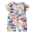 thumbnail image 1 of Xudanell Baby Boy Girl Cotton Short Sleeve Zipper Rompers 2-way Zippers Comfy Summer Jumpsuit Pajamas (Multicolour, 12-18 Months), 1 of 4