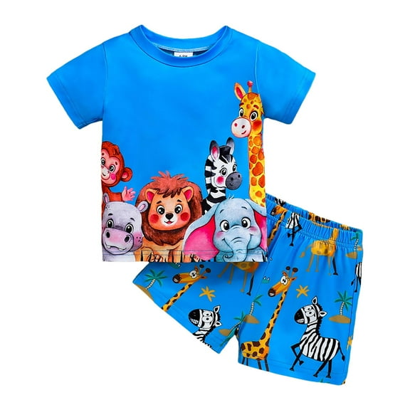Xudanell Baby Boy Girl Summer 2 Piece Clothes Set Cute Printed T Shirt Shorts Outfits Toddler Boy Clothes