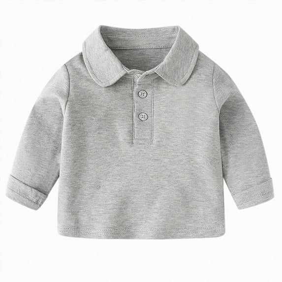 Xudanell Baby Boy Newborn Clothes Solid color Long Sleeve T Shirt Top For Kids Toddler Clothes Grey 18-24 Months
