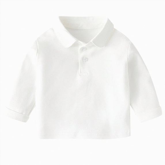 Xudanell Baby Boy Newborn Clothes Solid color Long Sleeve T Shirt Top For Kids Toddler Clothes White 12-18 Months