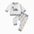 thumbnail image 1 of Xudanell Baby Boy Outfits 2 Piece Cartoon Set Baby Winter Clothes Dinosaur Embroidered Long Sleeved Hoodie Sweatshirt Long Drawstring Pants Boys' Set, 1 of 9