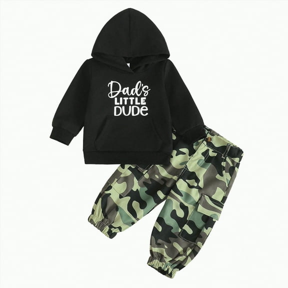 Xudanell Baby Boy Outfits Baby Boy Fall Letter Printed Outfits Hooded Top Pants Newborn 2 Piece Clothes Outerwear