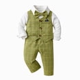 thumbnail image 1 of Xudanell Baby Boy Suit Toddler Formal Outfit Kids 3 Piece Vest Gentleman Clothes Long Sleeve Shirt and Pants Set (Green, 6-12 Months), 1 of 9