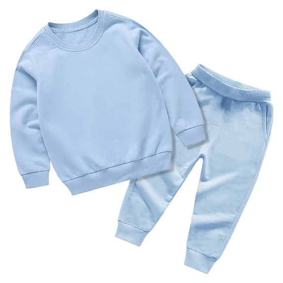 Xudanell Baby Boys Clothes Trousers and Sweatshirt Suits Baby Outfits Solid Color Travel Outfit Fall Tracksuit Set Sky Blue 11-12 Years