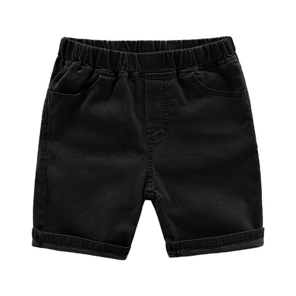 Xudanell Baby Boys Denim Shorts Summer Elastic Waisted Pull on Jean Shorts Kids Curled Shorts with Pockets
