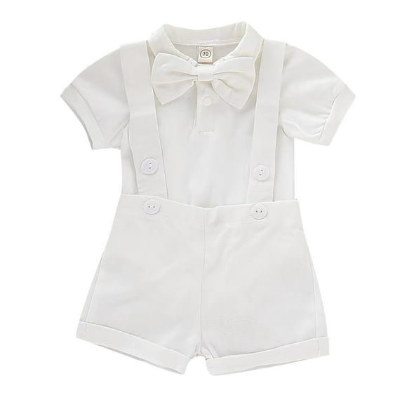 Xudanell Baby Clothes Sets Toddler Boy Outfits Gentleman Suits Bow Tie Shirt Suspenders Shorts Birthday Formal Wedding Party Clothes
