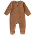 thumbnail image 1 of Xudanell Baby Footies Pajamas, 2-Way Zipper Baby Sleepers with Mitten - Long Sleeve Baby Zip Up Onesie for 0-12 Months (Brown, 6-9 Years), 1 of 4