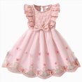 thumbnail image 1 of Xudanell Baby Girl Butterfly Dress Toddler Summer Casual Tutu Birthday Princess Tulle Dresses (Pink, 3-4 Years), 1 of 5