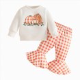 thumbnail image 1 of Xudanell Baby Girl Halloween Outfit Long Sleeve Pumpkin Tops and Plaid Flared Pants Toddler Girl Fall Winter Clothes (Orange,2-3 Years), 1 of 4