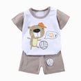 thumbnail image 1 of Xudanell Baby Girl Outfits Toddler Girl Summer Beach Clothes Set Graphic Short Sleevetop And Matching Shorts Trendy Khaki 3-4 Years, 1 of 1