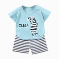 thumbnail image 1 of Xudanell Baby Girl Outfits Toddler Girl Summer Beach Clothes Set Graphic Short Sleevetop And Matching Shorts Trendy Light Blue 3-4 Years, 1 of 4