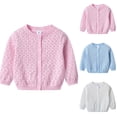 thumbnail image 1 of Xudanell Baby Girls Cardigan Sweater Infant Toddler Knit Button Up Jacket Newborn Lace Trim Outfit Cotton Tops, 1 of 5