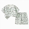 thumbnail image 1 of Xudanell Baby Outfits Girl Summer Tshirts Shorts Loose Stylish Two Piece Suit Girls Short Sleeved Outfit Home Clothes Green 2-3 Years, 1 of 4