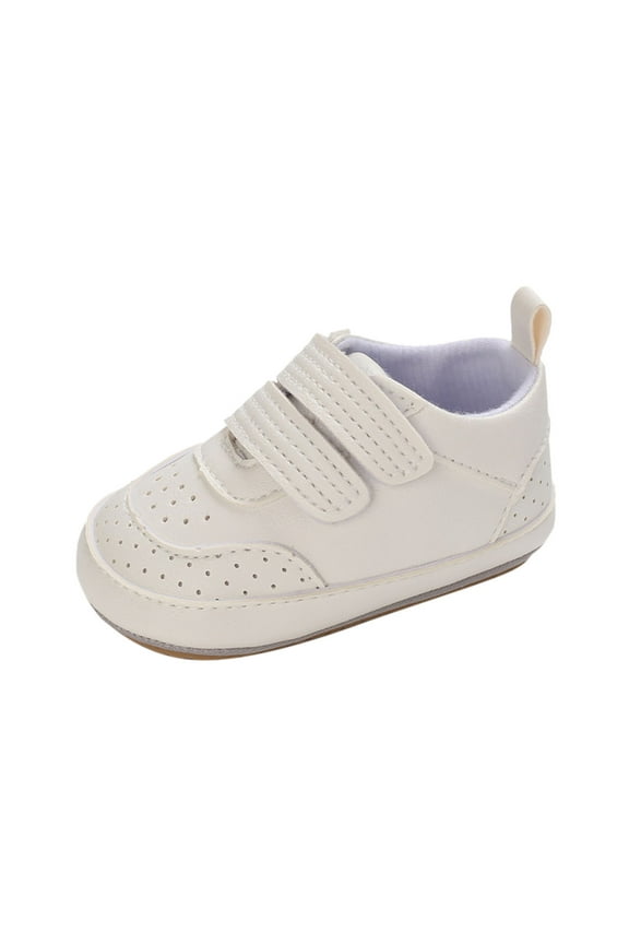 Baby Shoes Hook Loop Solid Color Walkers Sneaker Flat Lightweight Shoes for Boys Rubber Sole