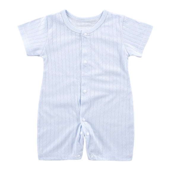 Xudanell Baby Short Sleeve Romper Cotton Bodysuit Button Down One-Piece Jumpsuit for Baby Boys Girls 0-24M (Blue, 12-18 Months)