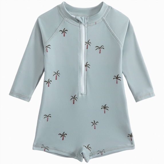 Xudanell Baby Swimsuit Boy Girl Zipper Rash Guard Bathing Suit Toddler Infant Boy Girl One Piece Swimwear Beach Clothes Grey for Size 0-6 Months