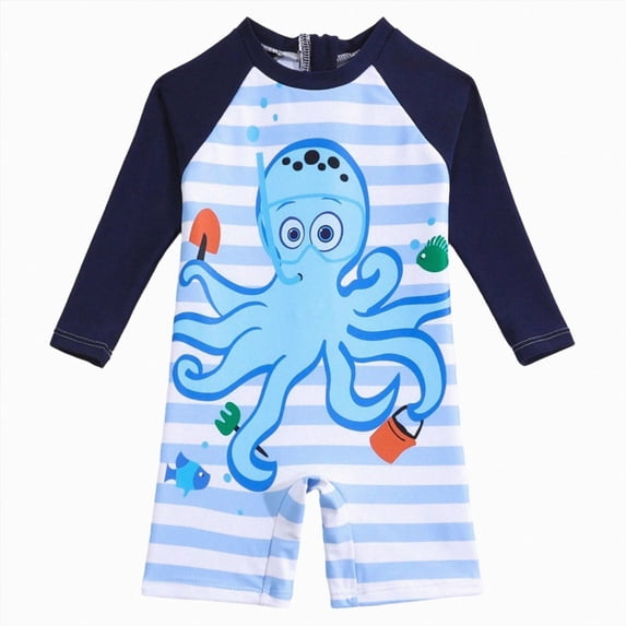 Xudanell Baby Swimsuit Boy Infant One Piece Rash Guard Bathing Suit Short Sleeve Zipper Toddler Boys Beach Swimwear Black for Size 12-18 Months