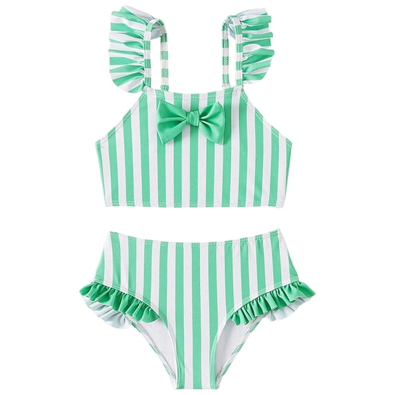 Xudanell Baby Swimsuit Girl Toddler Bathing Suit Girl Summer Beach Bikini Tankini 2-Piece Swimwear 3-24 Months 2t-5t (Green, 4-5 Years)